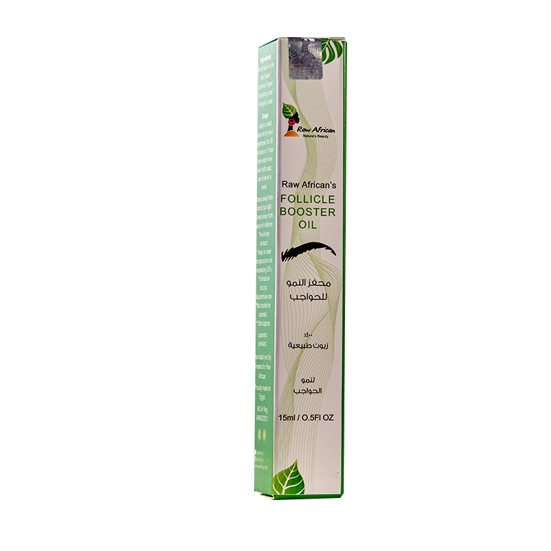 The RawAfrican Follicle Booster Eyebrows is a blend of beneficial oils, including sweet almond and rosemary,This product is free of harsh chemicals